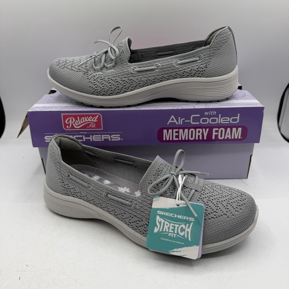 Skechers New Cool Flats‎ Womens Sz 7.5 Grey Slip On Shoes Loafers 159562